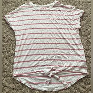 girls pink and white striped T-shirt